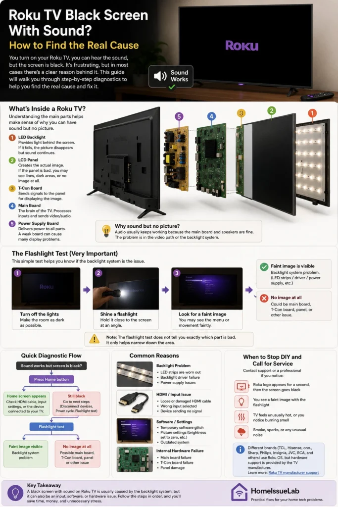 Roku TV Black Screen With Sound? How to Find and Fix the Real Cause