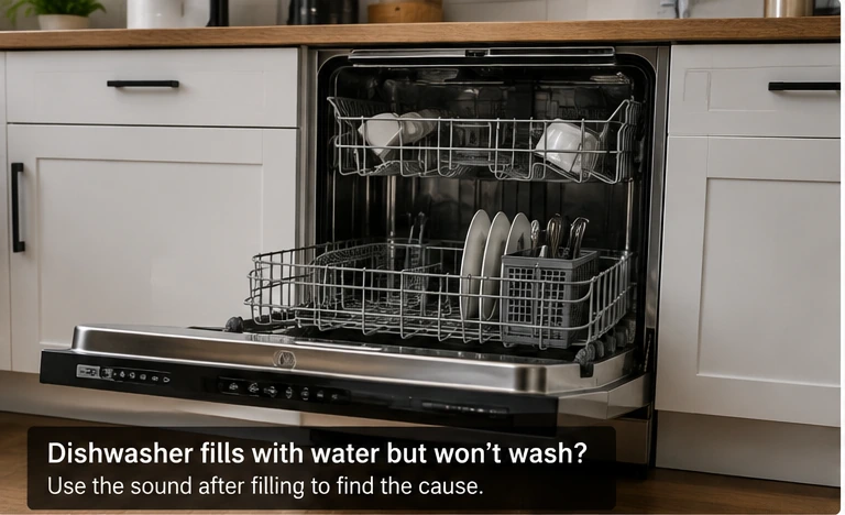 Dishwasher Fills With Water but Won’t Wash? Use the Sound After Filling to Find the Cause