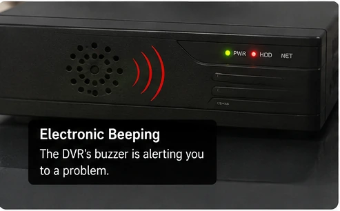 Security camera DVR electronic buzzer producing a warning beep