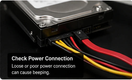 SATA data and hard drive power connections inside a security camera DVR