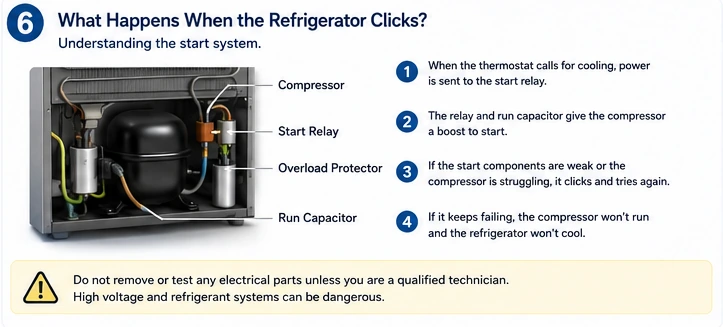 Refrigerator compressor start relay overload protector and capacitor diagram