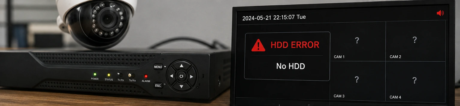 DVR making a beeping or clicking noise beside a security camera monitor