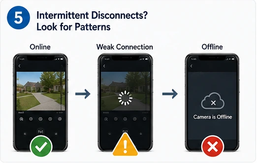 Security camera changing from online to weak connection and offline