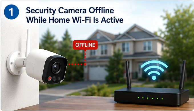 Security camera keeps going offline while home Wi-Fi is active