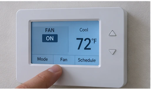 Thermostat FAN ON test for no indoor AC airflow